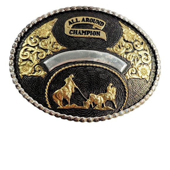 Montana Silversmiths All Around Champion Rodeo Belt Buckle Calf Roping - Picture 3 of 4